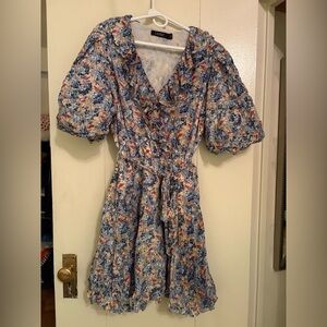 Lauren Ralph Lauren Floral Mini Dress in Blue and Orange